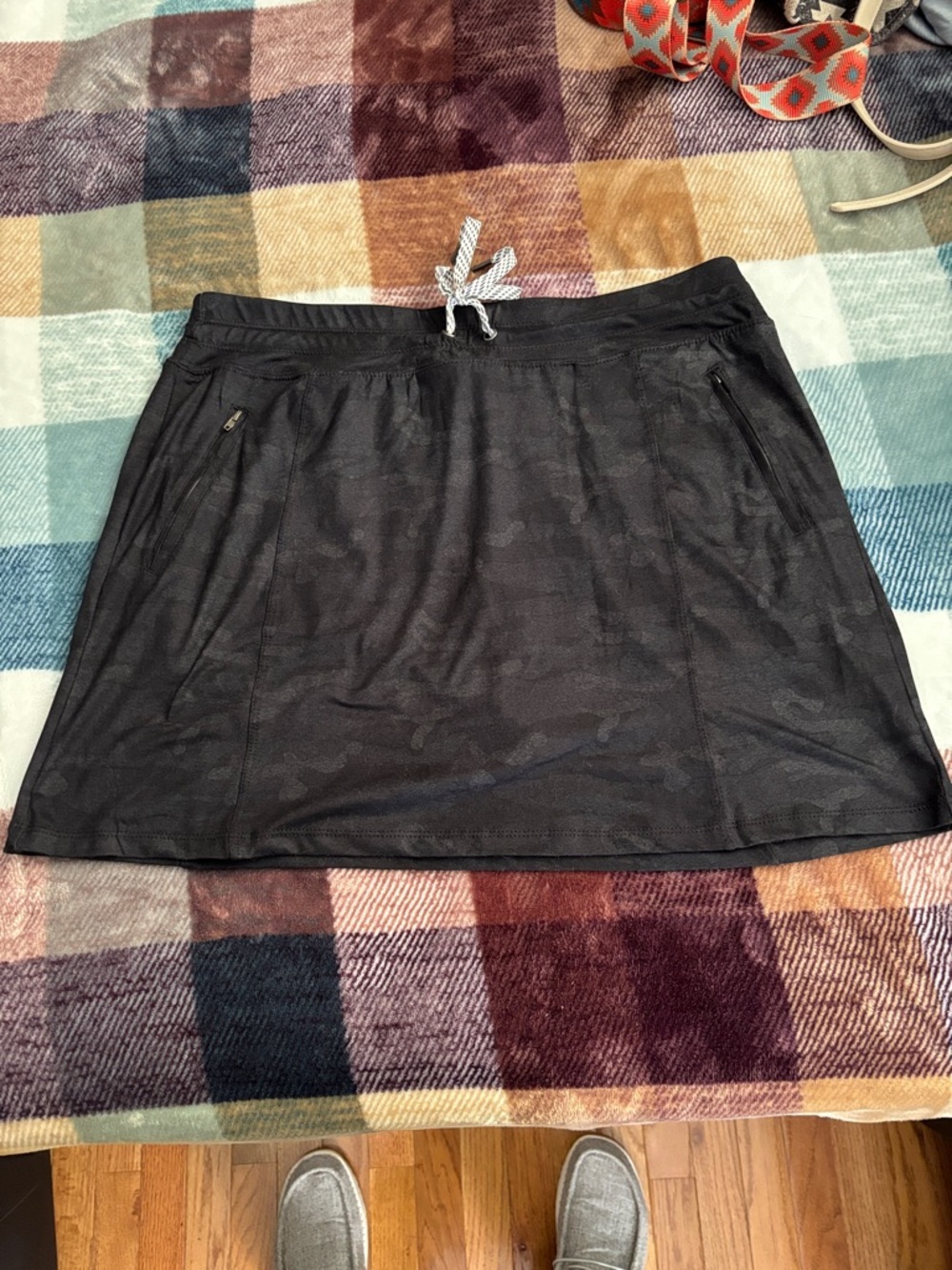 Black Active Mini Skort with Zipper Pockets